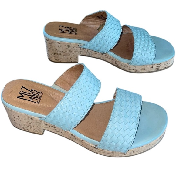 Miz Mooz Genna woven leather heeled sandal w/cork platform. Size 40 (9-9.5) GUC - Picture 7 of 13